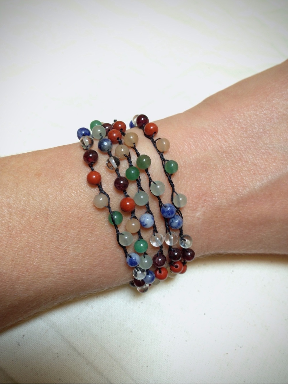 Hand Braided Necklace/ Wrap Bracelet with Genuine Gemstones